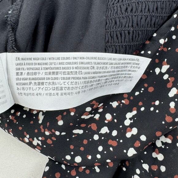 Abercrombie & Fitch Womens Dotted Tie Front Smocked Top Medium Black - Picture 12 of 14